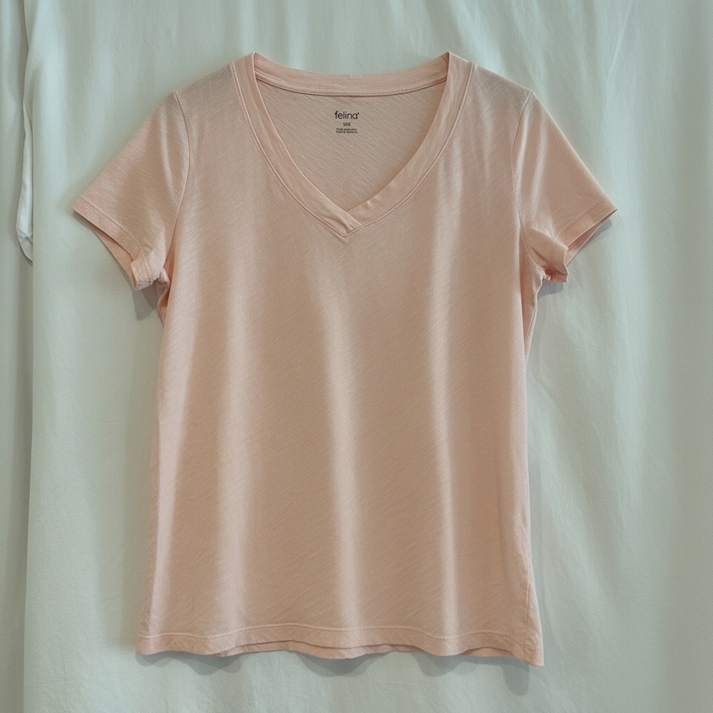 Felina Light Pink V-Neck Women's T- Shirt LNWOT